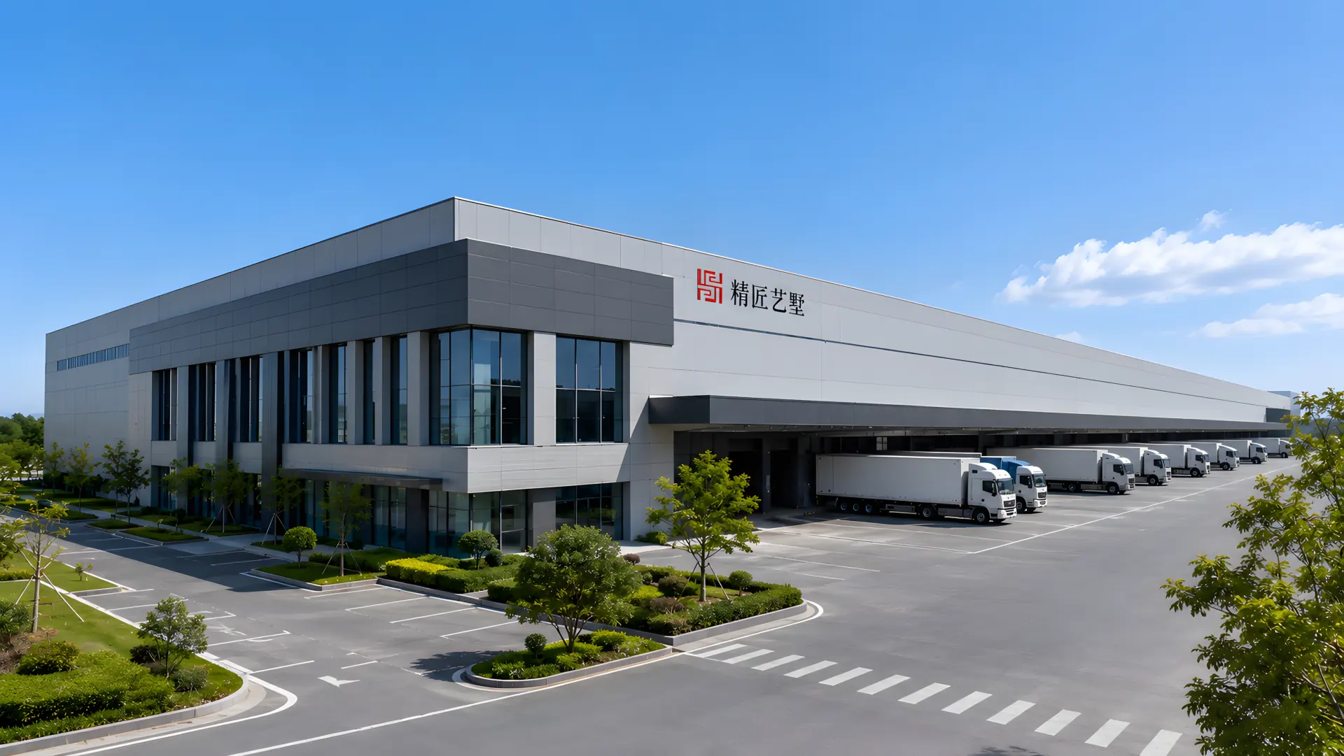精匠艺墅品牌基地外立面与物流装卸区